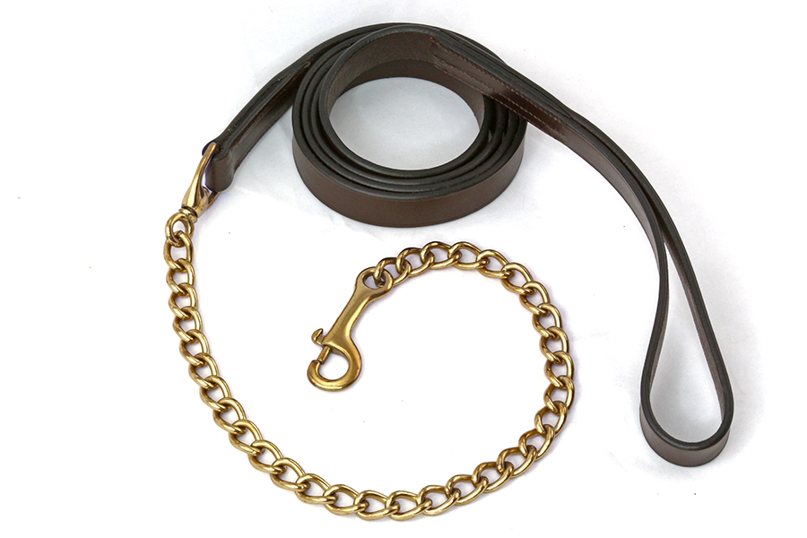 Leather Show Shank with Brass Stud Chain