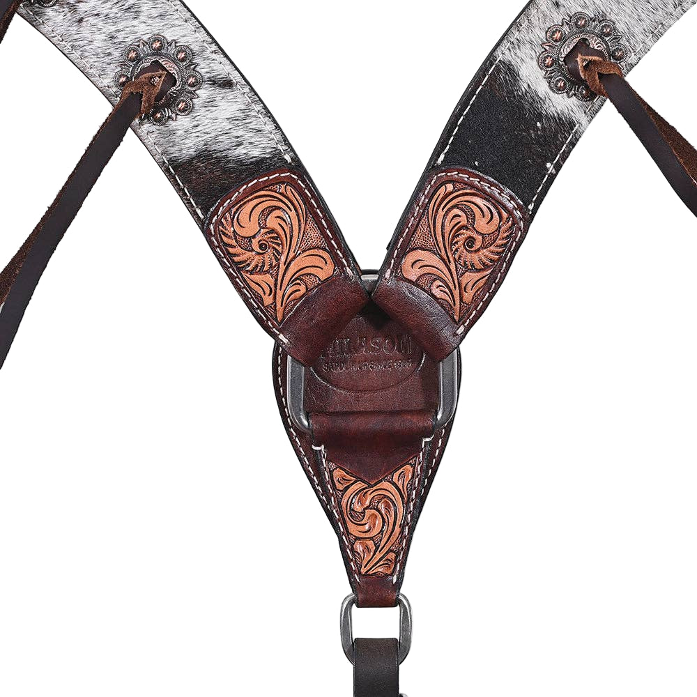 Cowhide Breastcollar with Conchos & Tassels