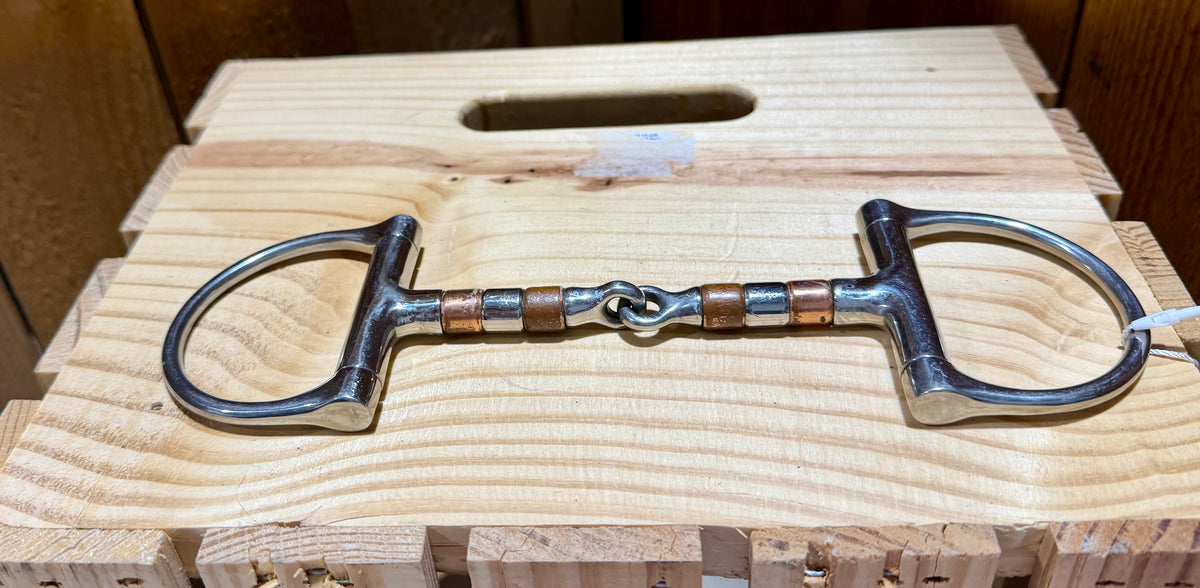Used Metalab D-Ring Roller Snaffle Bit • Stainless & Copper • 5”