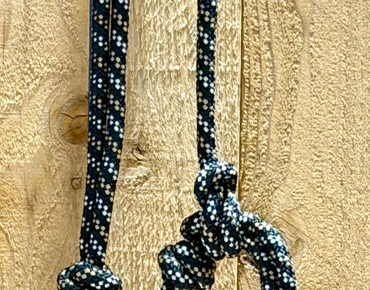 Used Rope Halter & 9’ Lead Rope Set – Black/Tan/White