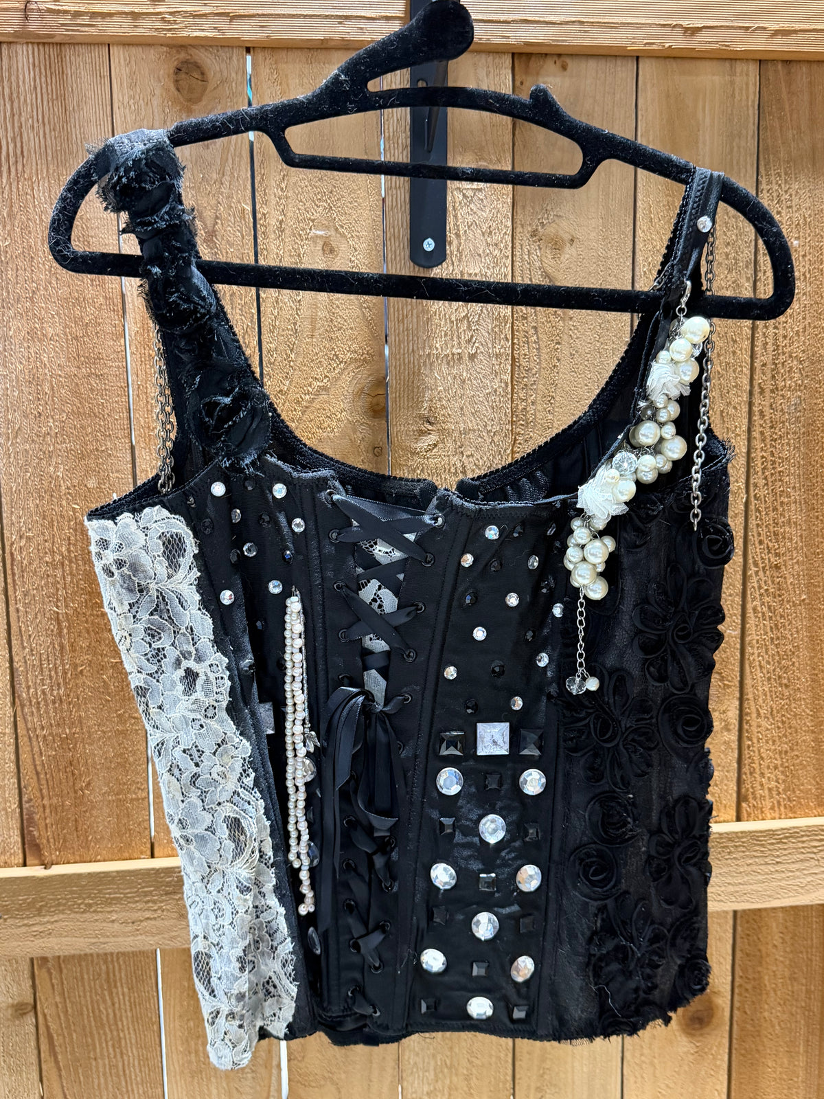 Custom Black & White Corset-Style Show Vest • Ladies XS