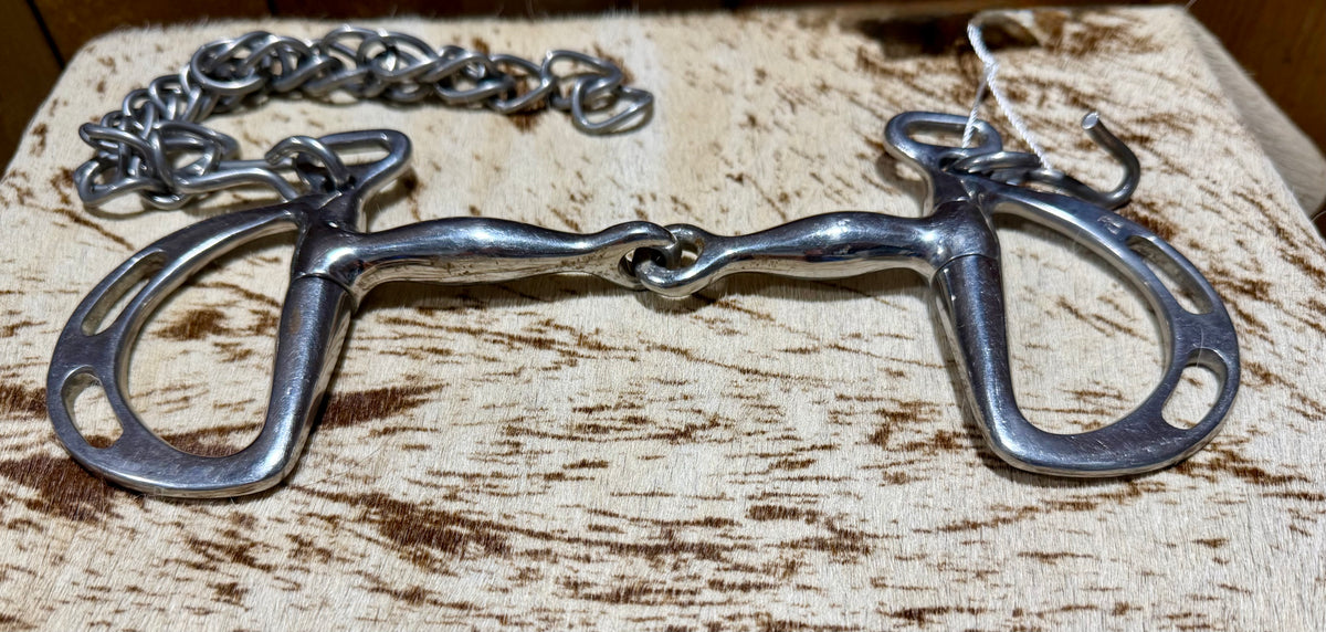 Used Single-Jointed Kimberwick Bit with Curb Chain | 5”
