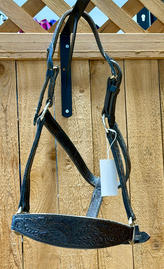 Used Bronc-Style Tooled Leather Ranch Show Halter