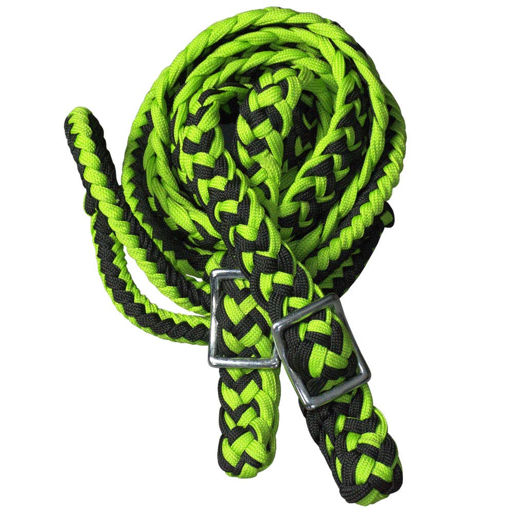 Braided Poly Barrel Reins – 8' Long with Grip Knots