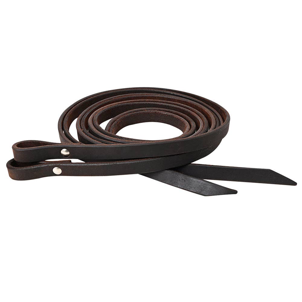 Dark Oil Split Reins with Chicago Screws 7 ft long