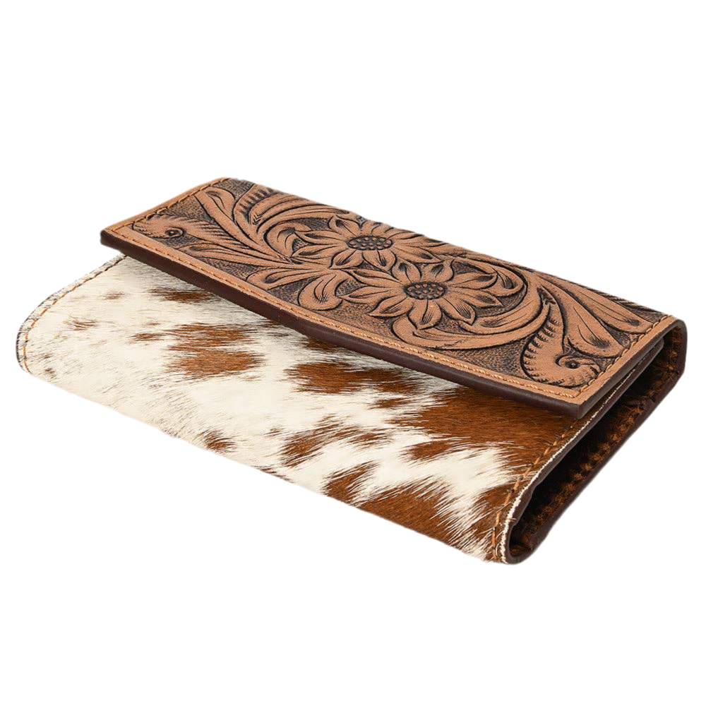 Hand Tooled Hair-On Genuine Leather Wallet