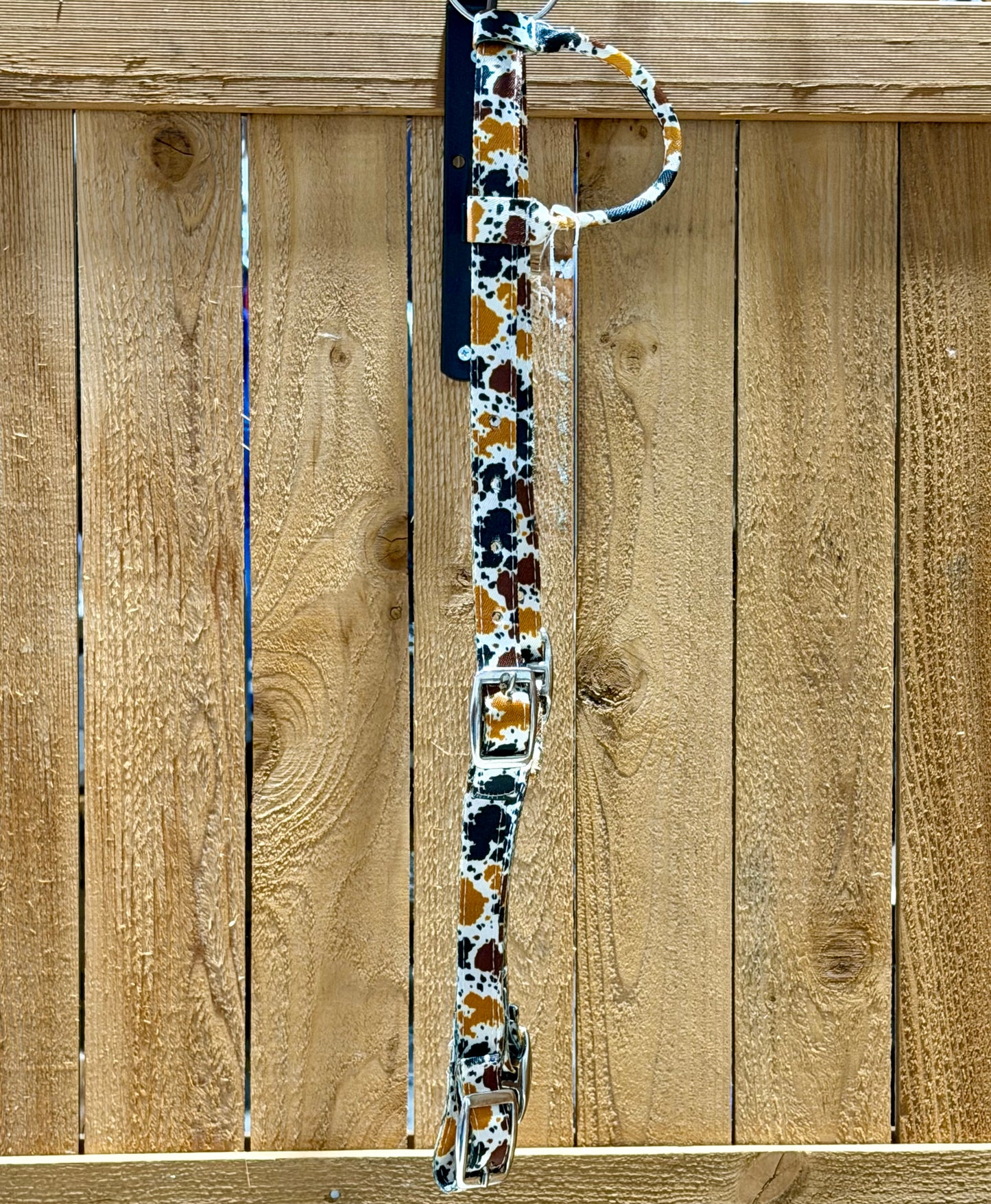 Nylon Single Ear Headstall with Quick Change Buckle Ends – Cow Print