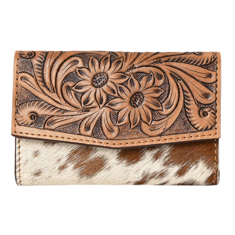 Hand Tooled Hair-On Genuine Leather Wallet