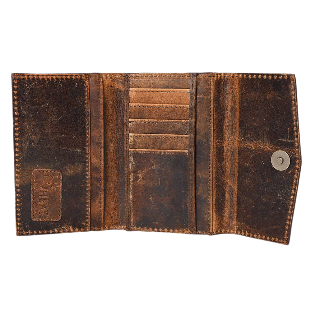 Hand Tooled Hair-On Genuine Leather Wallet