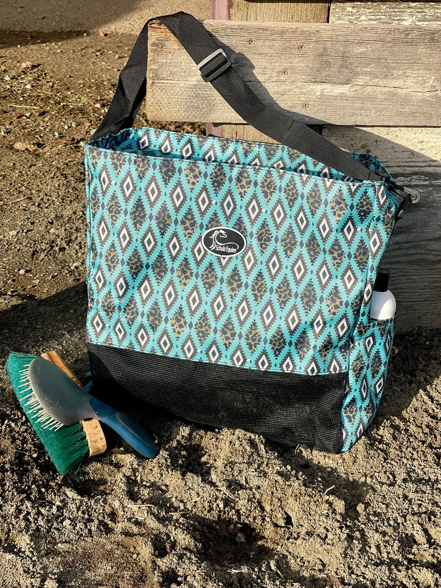 Everything Equine Tote teal aztec leopard