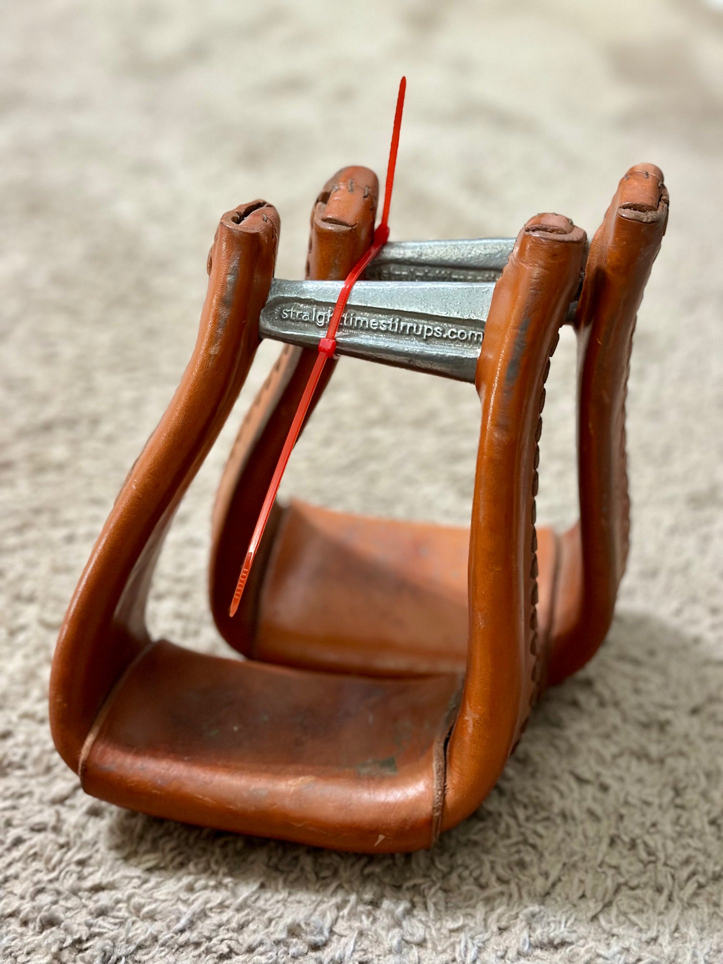 Straight Times Stirrups - Angled Roping Leather Stirrups