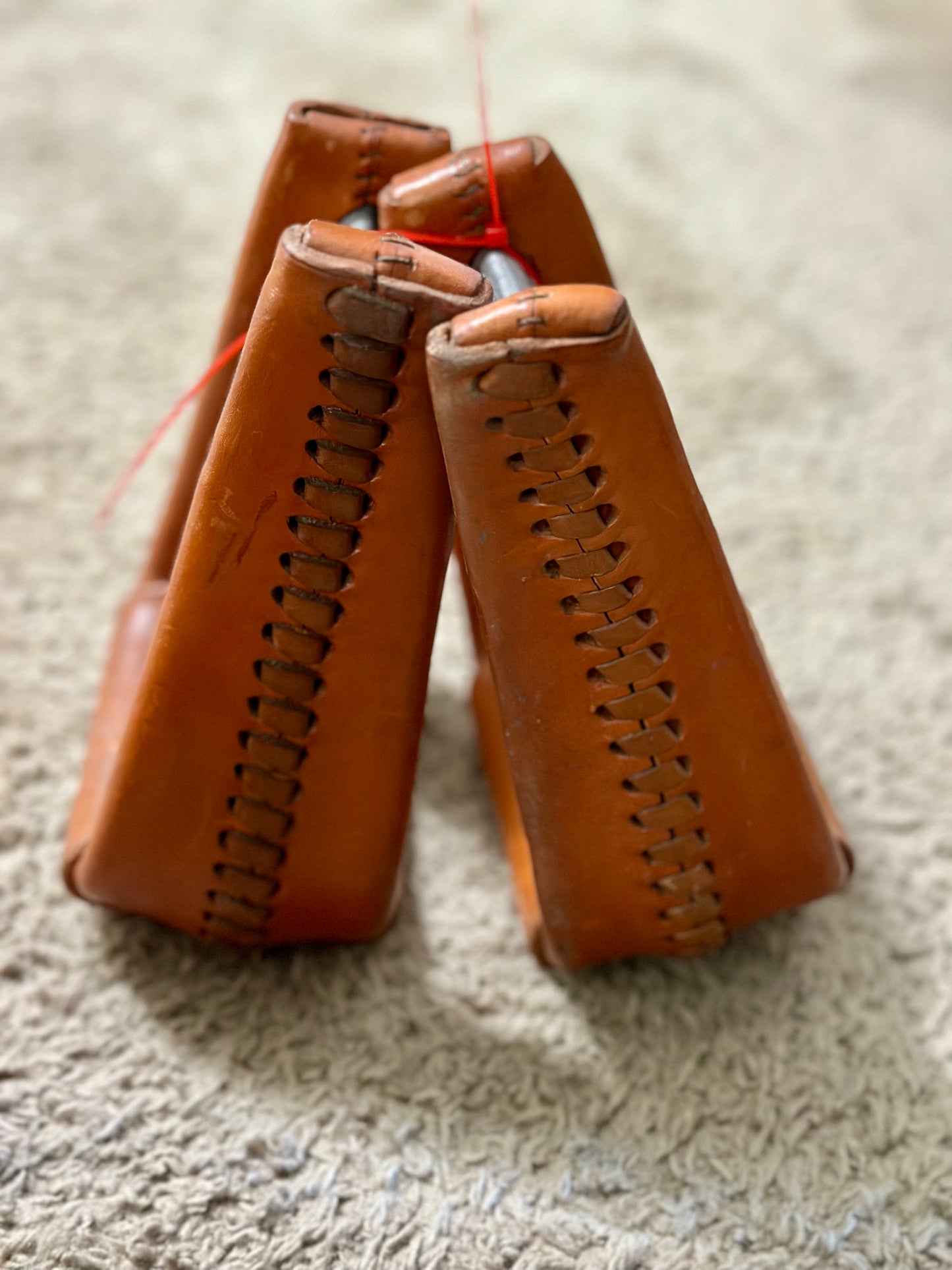 Straight Times Stirrups - Angled Roping Leather Stirrups