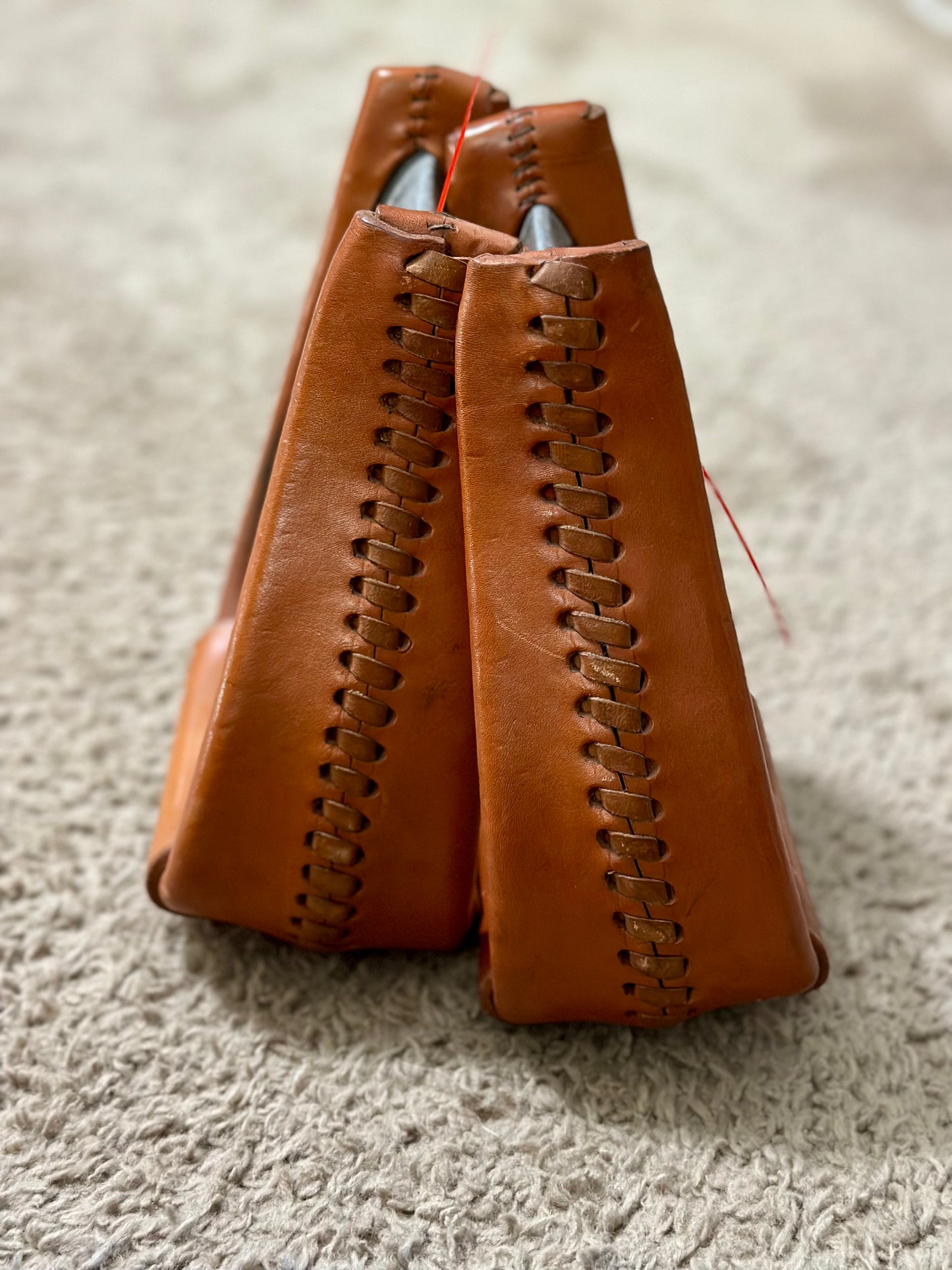 Straight Times Stirrups - Angled Roping Leather Stirrups