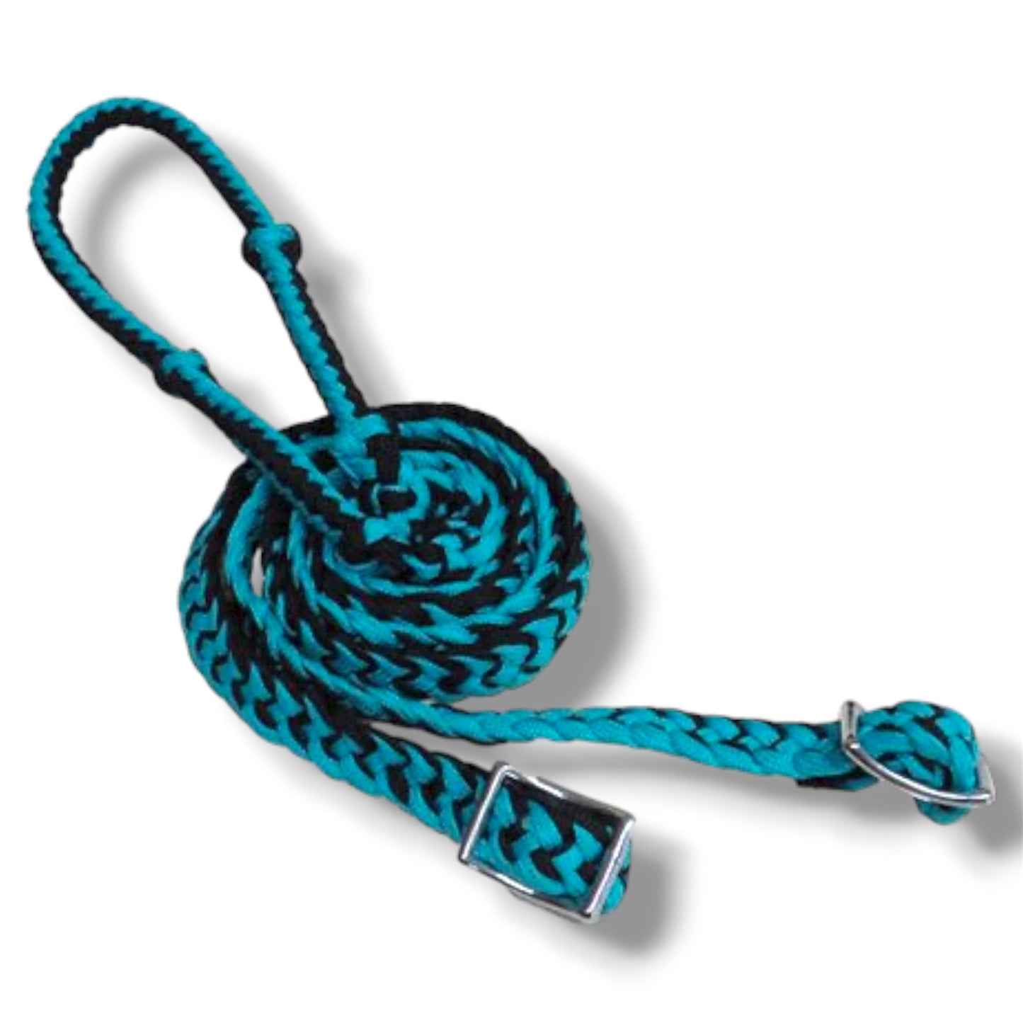 Braided Poly Barrel Reins – 8' Long with Grip Knots