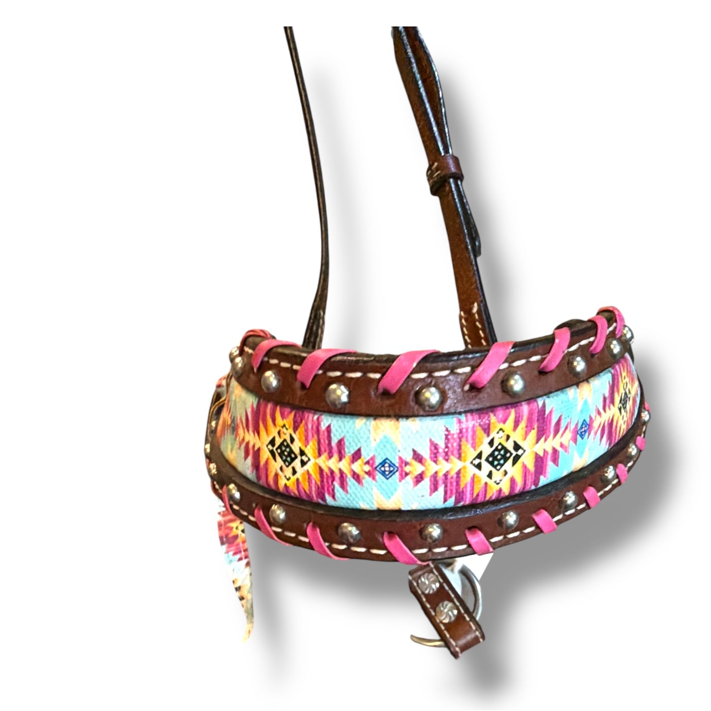 Used Leather Tie Down Noseband with Vinyl Overlay