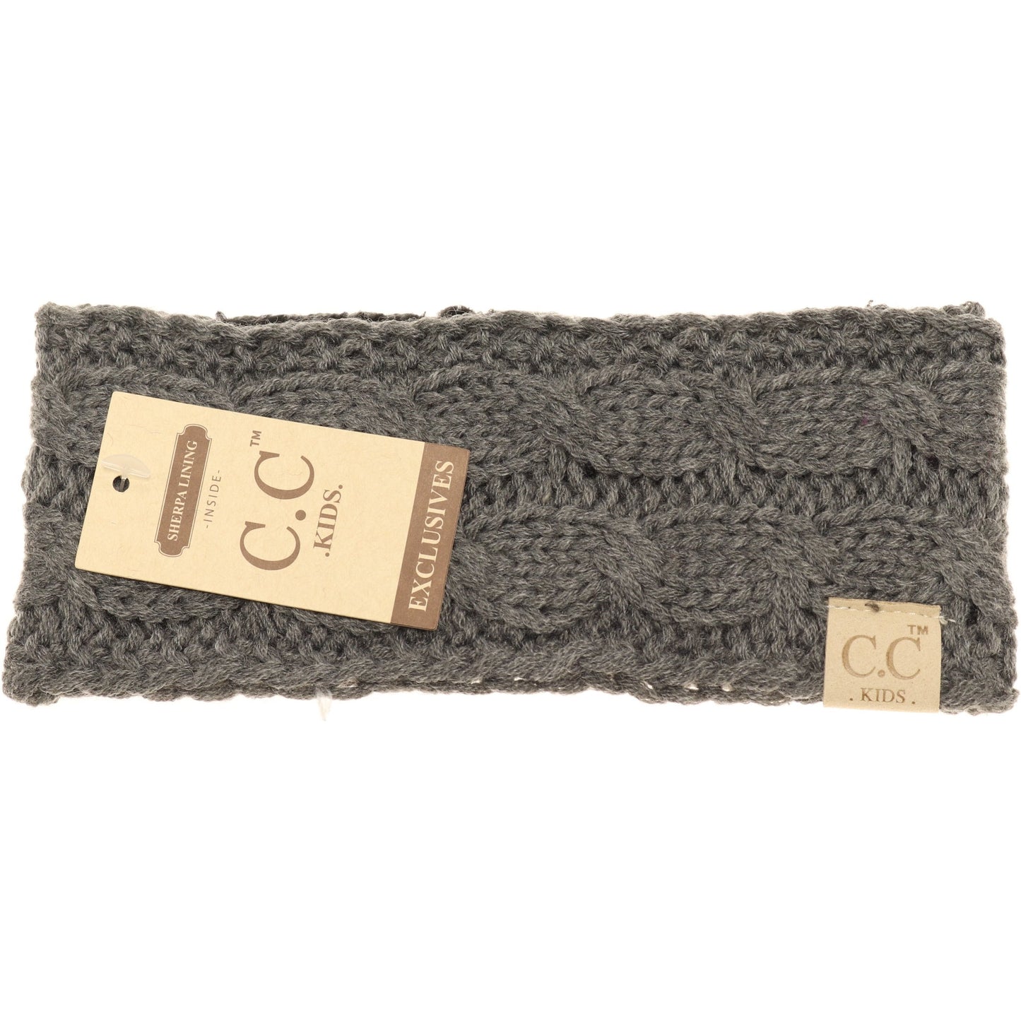 SMALL KIDS Sherpa Lined Cable Knit CC Head Wrap