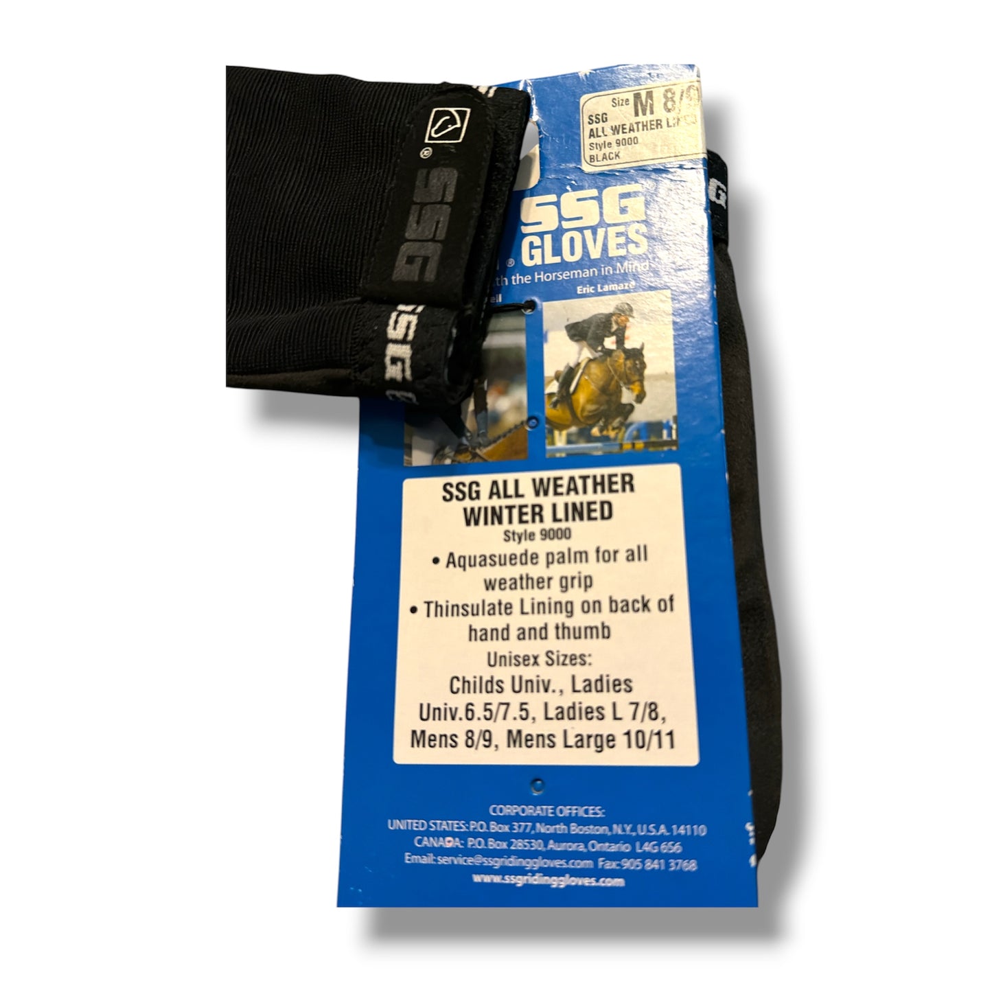 SSG All Weather Winter Lined Riding Gloves – Black (Men’s M 8/9 | Style 9000)