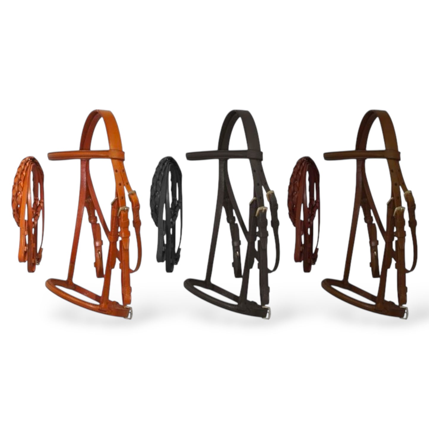 Horse Size English Bridle with Braided Leather Reins