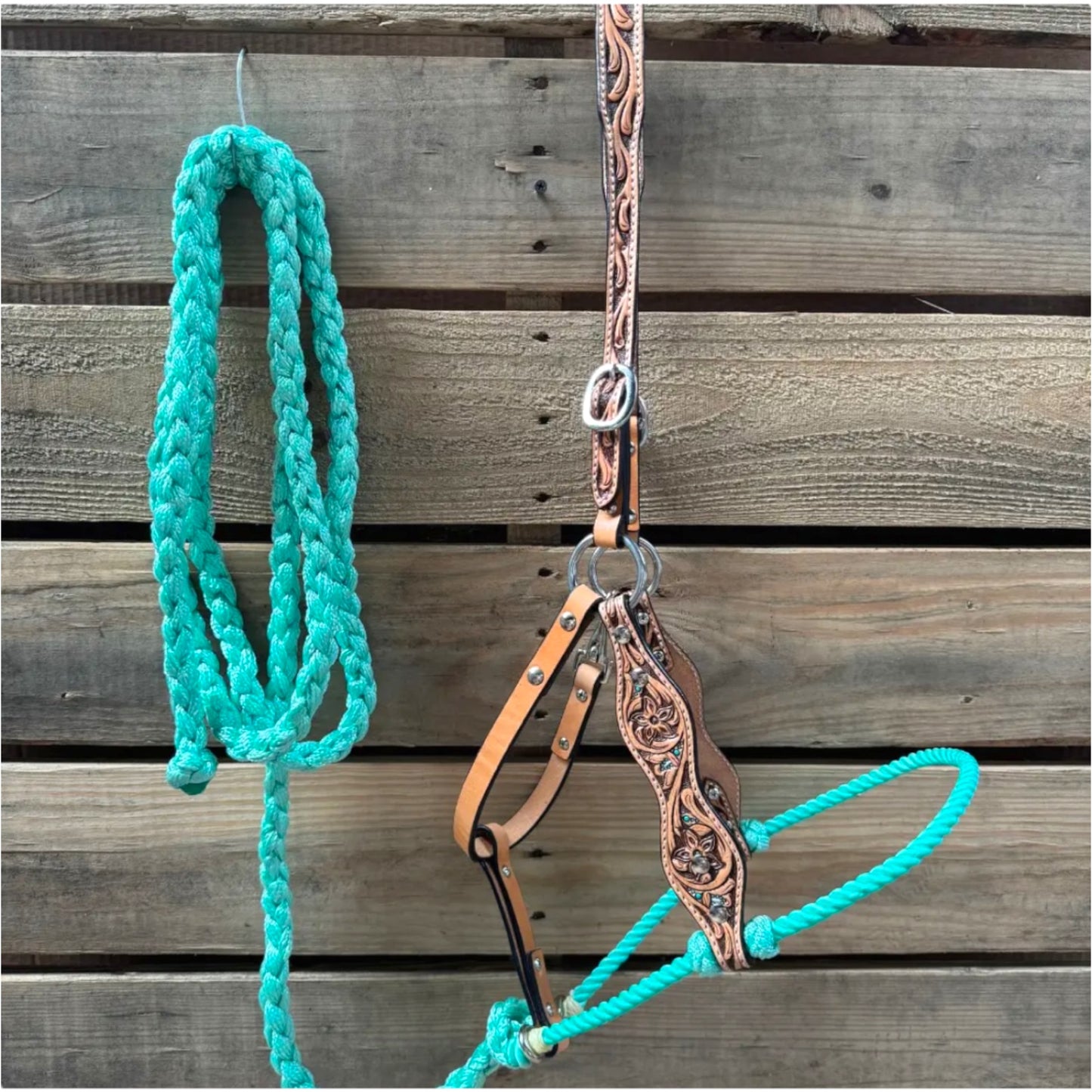 Tooled Lariat & Leather Combo Halter