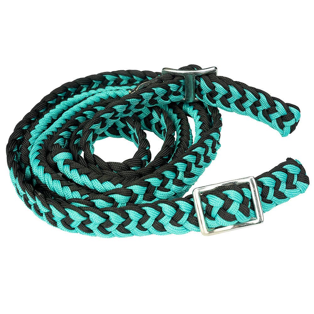 Braided Poly Barrel Reins – 8' Long with Grip Knots