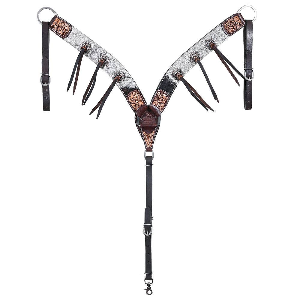 Cowhide Breastcollar with Conchos & Tassels