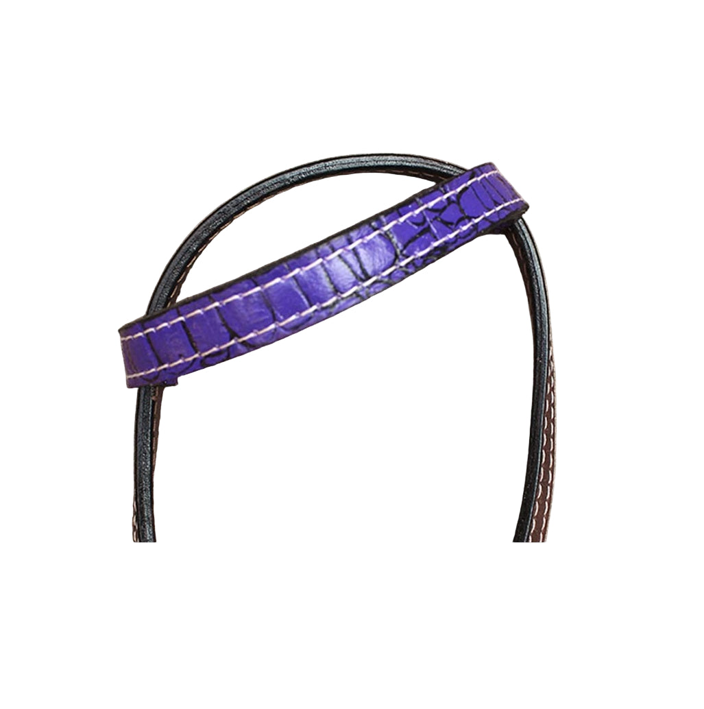 Single Ear Headstall – Green & Purple Vinyl Overlay with Metal Dots