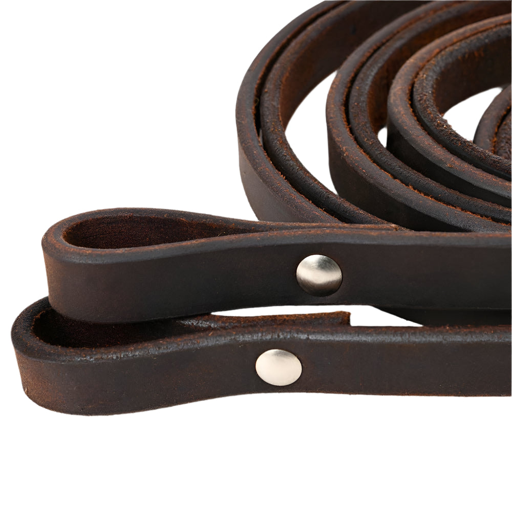 Dark Oil Split Reins with Chicago Screws 7 ft long