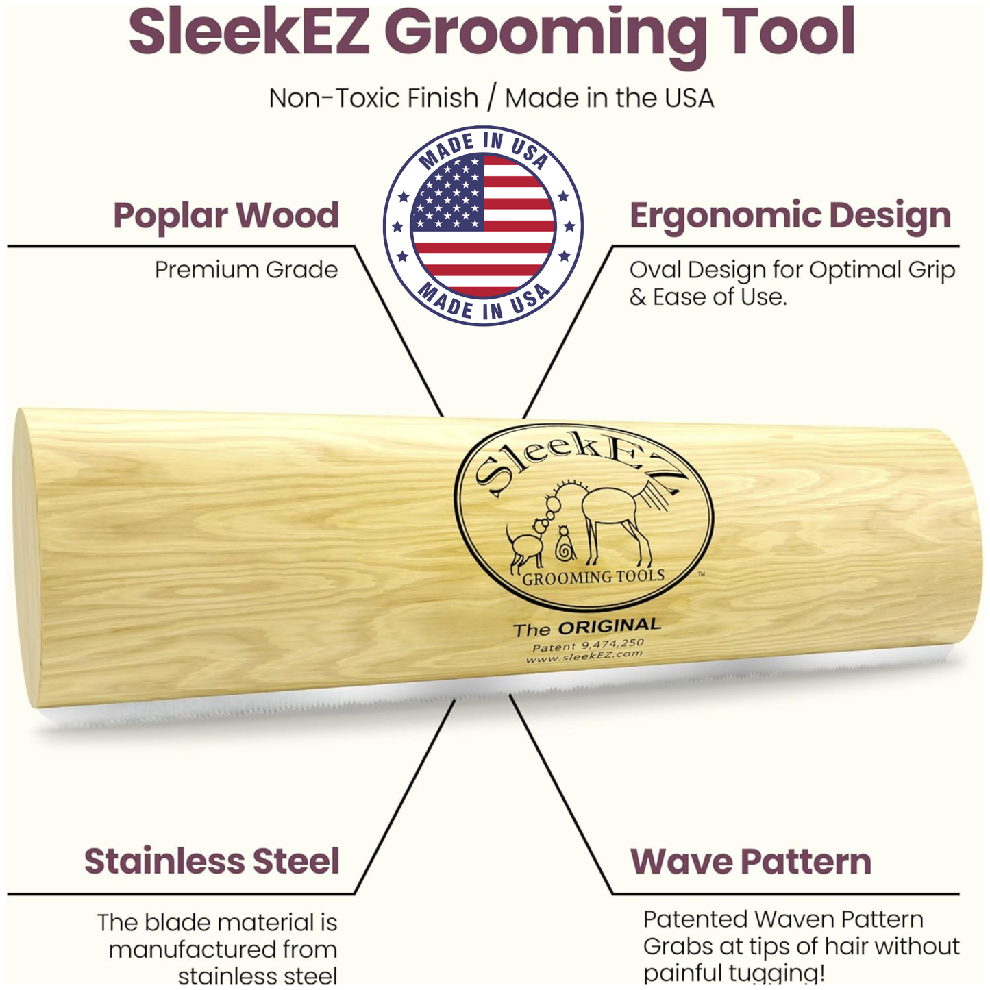 SleekEZ® Large - Horse Brush for Shedding and Grooming
