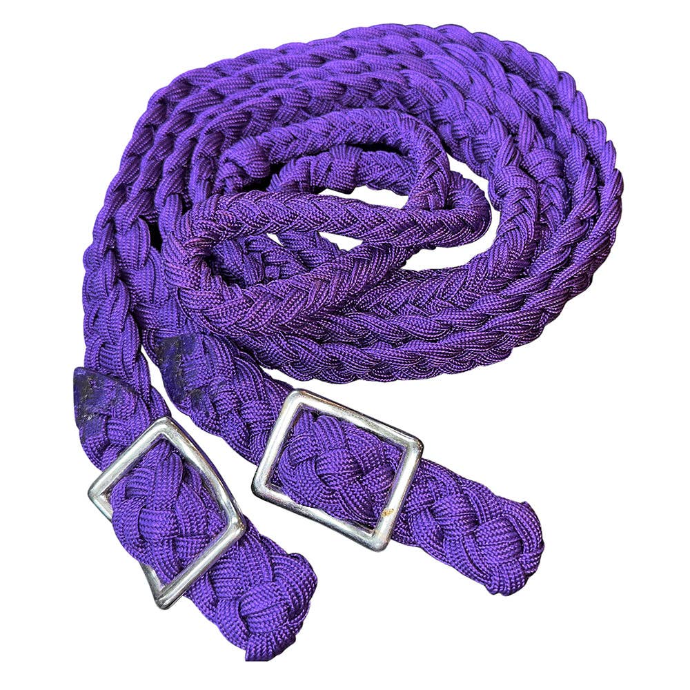 Braided Poly Barrel Reins – 8' Long with Grip Knots