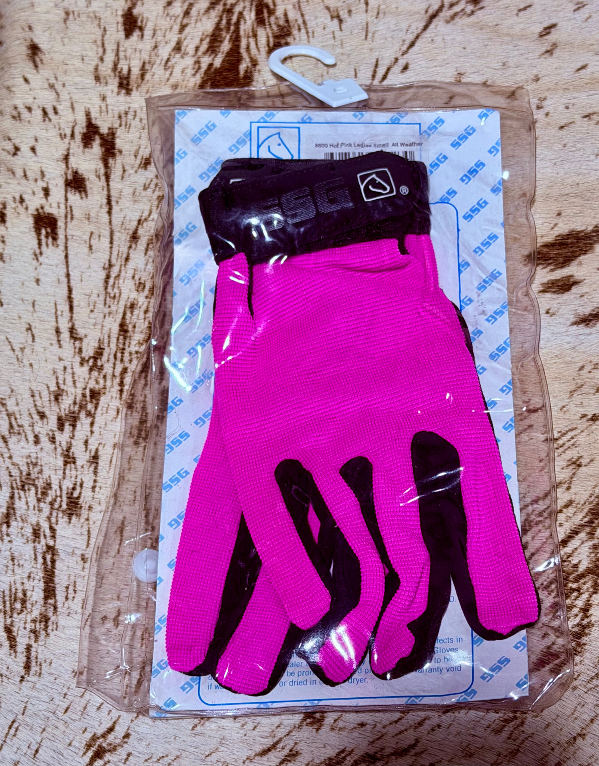 SSG All Weather Ladies Riding Gloves • Hot Pink & Black • Size Small