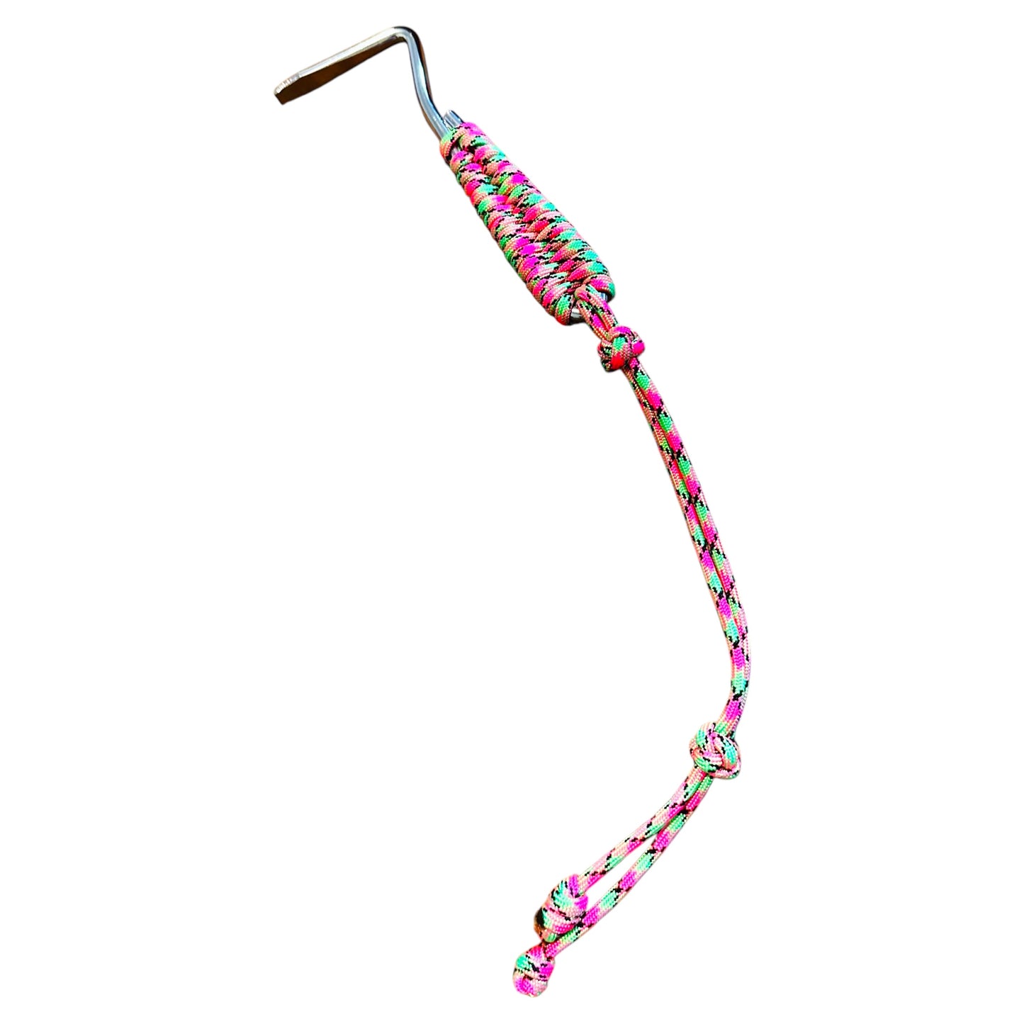 paracord-wrapped hoofpick neon down