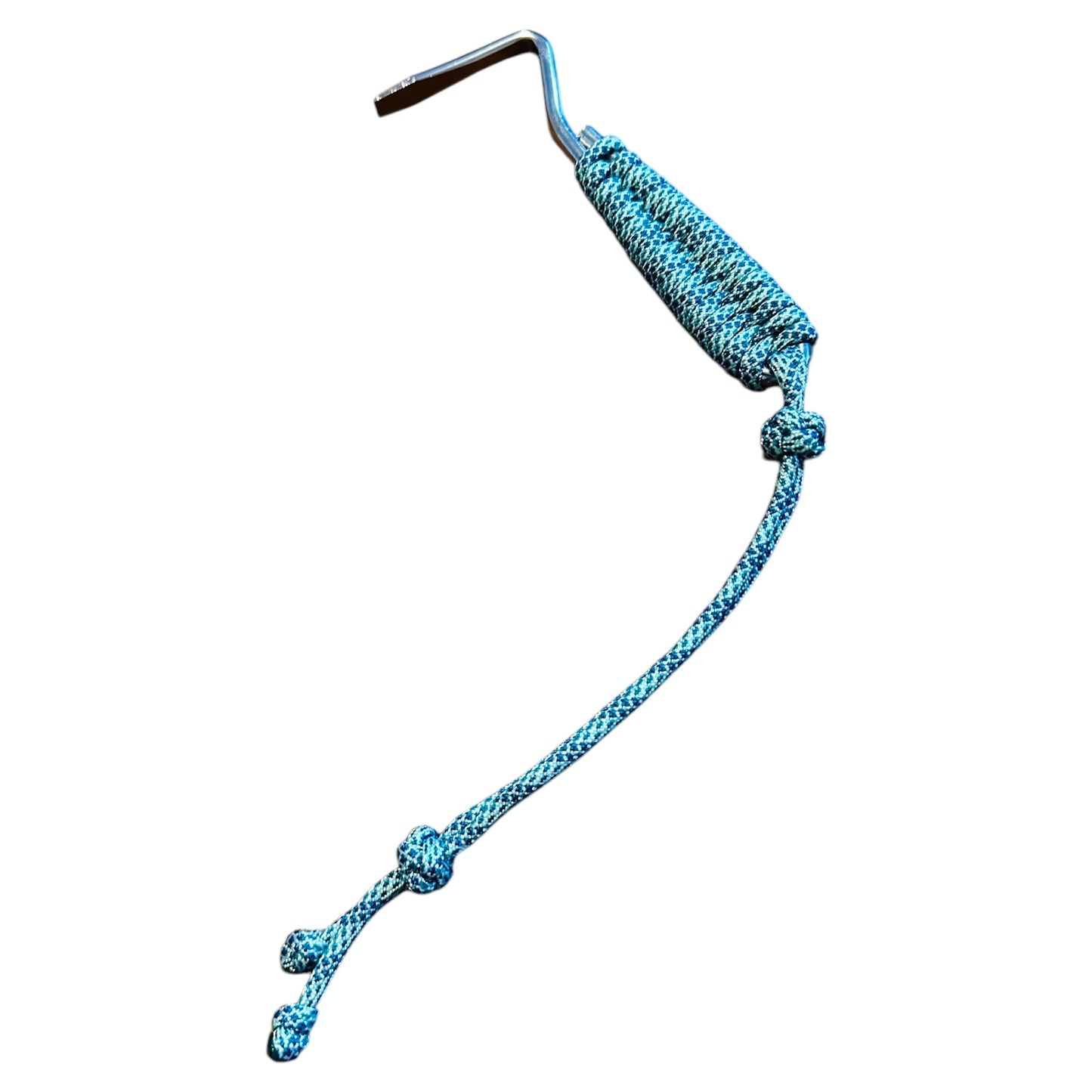 paracord-wrapped hoofpick turquoise scale down
