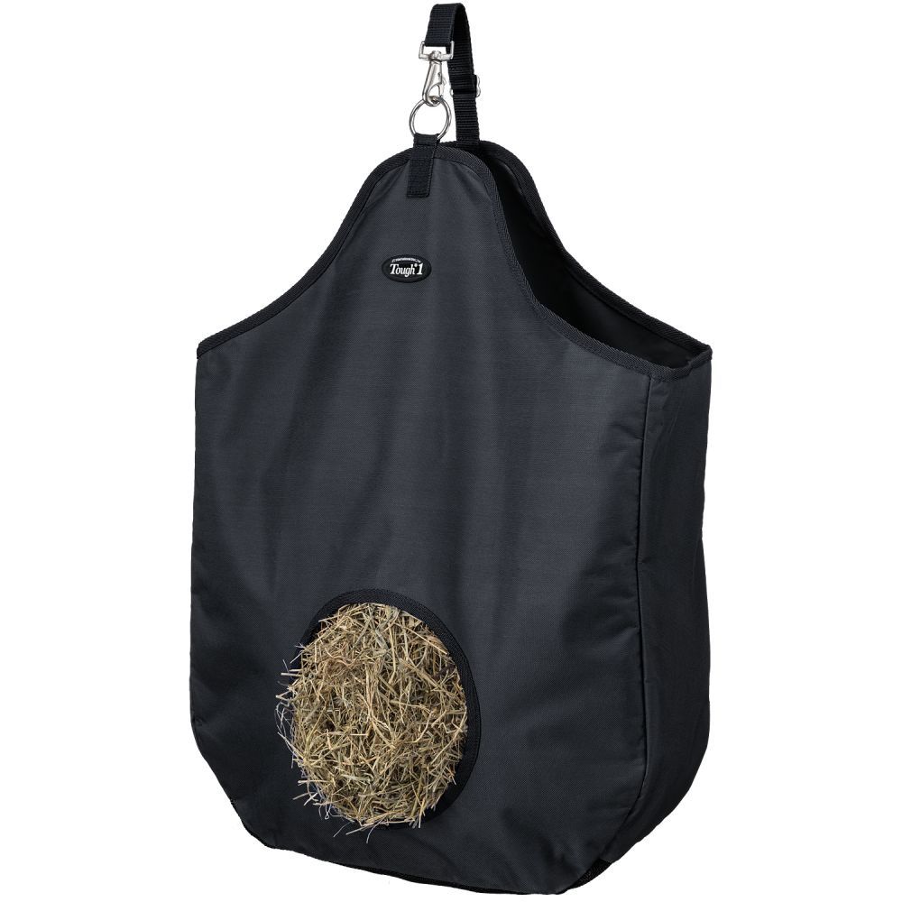 tough 1 hay bag with 8 inch hole group black