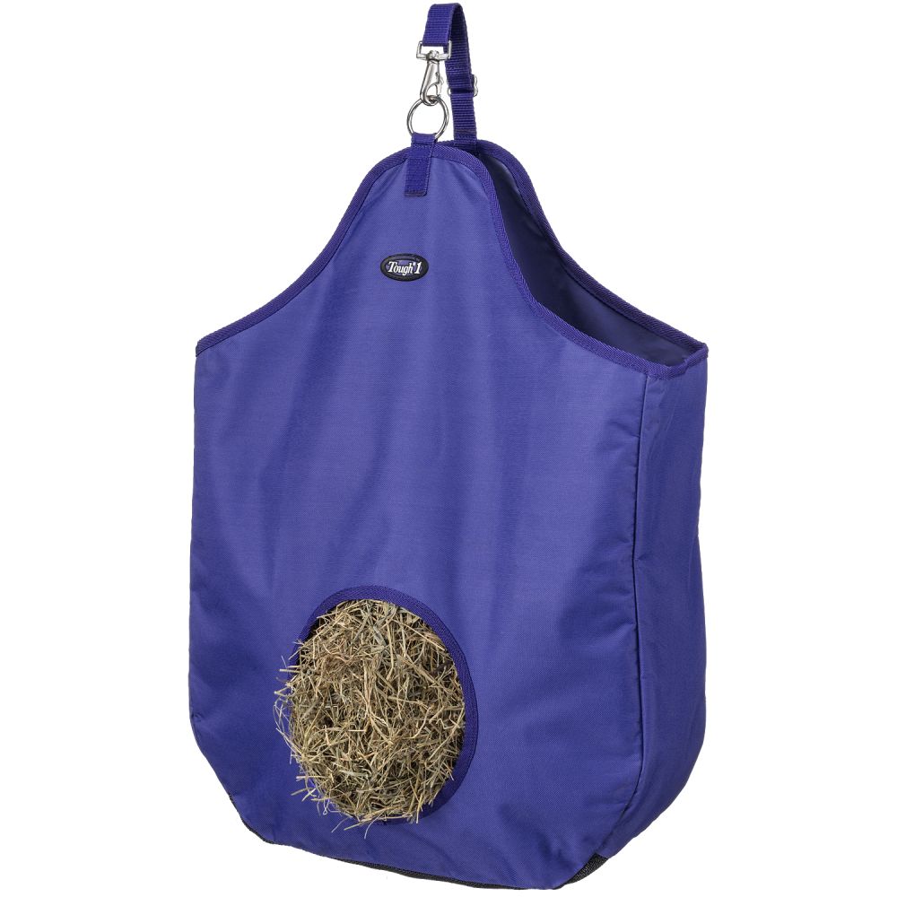 tough 1 hay bag with 8 inch hole group purple