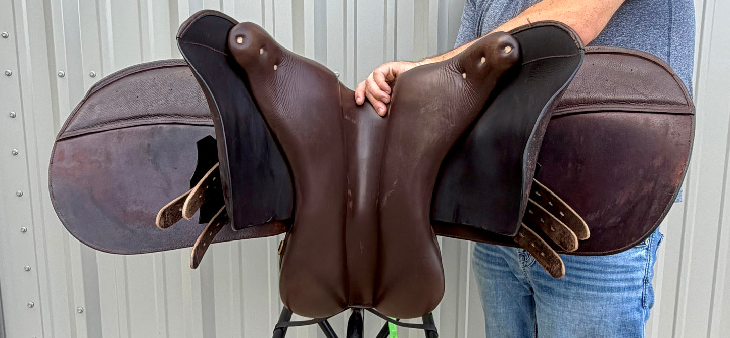 Used Collegiate 17” Medium Tree Brown Leather Dressage Saddle