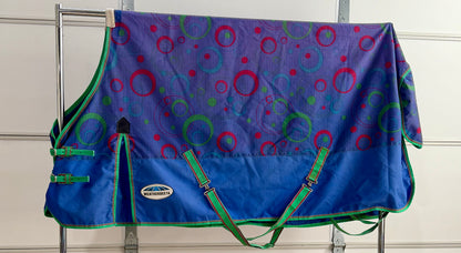 Used WeatherBeeta Turnout Sheet – 81” – Blue Circle Print