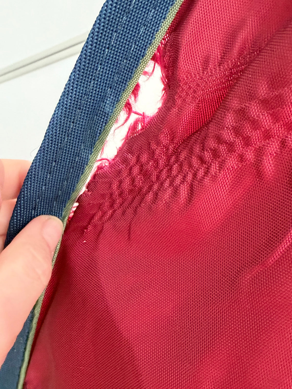 Used Olymplin Stable Sheet – Approximately 69–70” – Burgundy & Navy