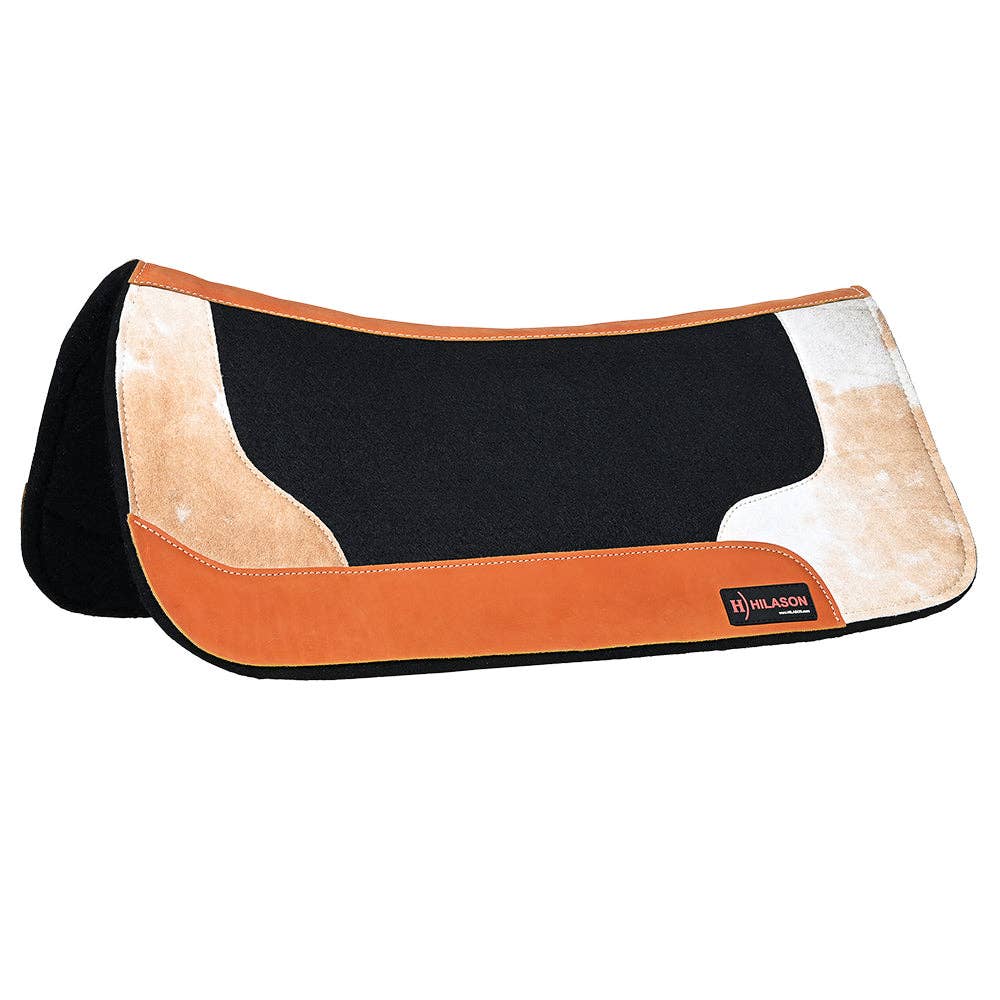 Western Wool Felt Saddle Pad with Cowhide Hair-On Hide Piece