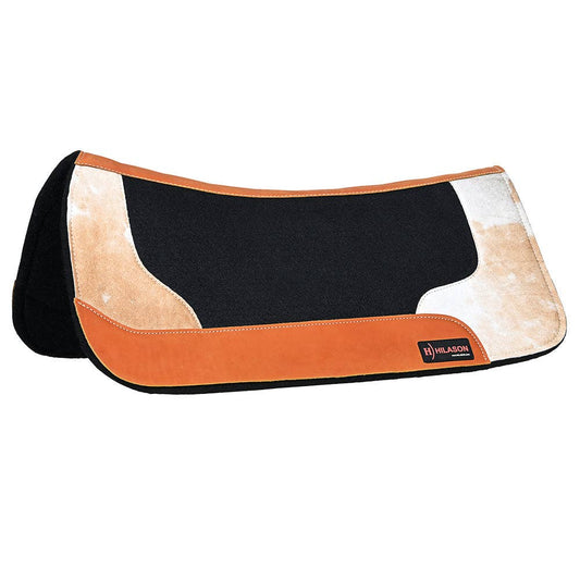 Western Wool Felt Saddle Pad with Cowhide Hair-On Hide Piece