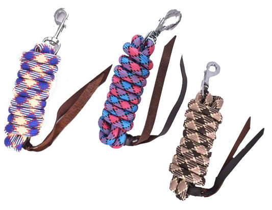 8’ Braided Soft Cotton Lead Rope – Diamond Pattern