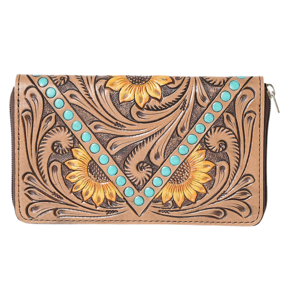 Hand Tooled Genuine Leather Wallet – Western Style