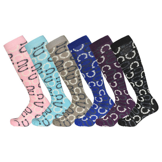 Ladies Lucky Horseshoes Knee Socks – Sold Individually