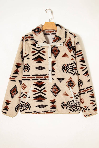 Aztec Half Zip Plush Sweatshirt
