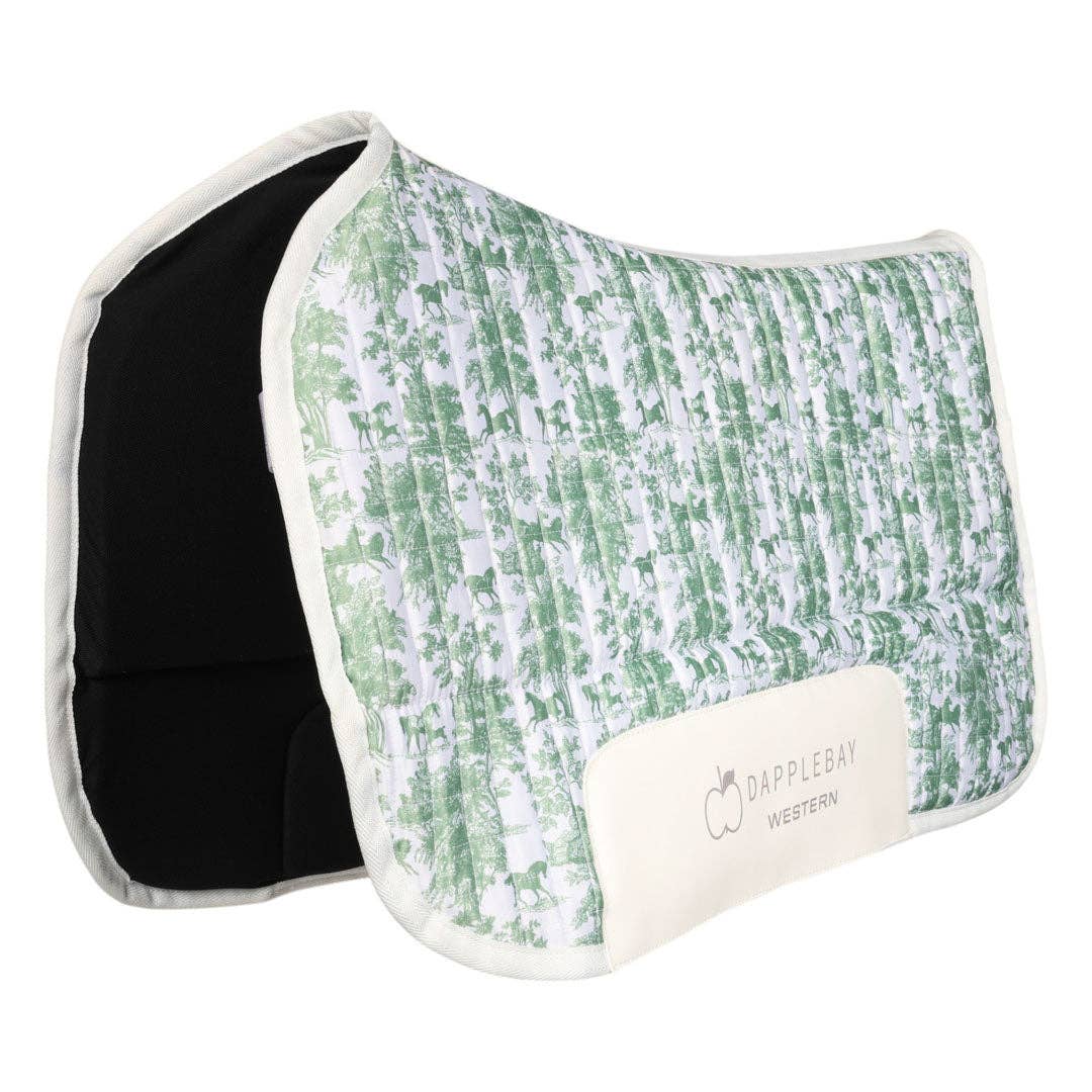 Dapplebay Toile Western Saddle Pad – Green/White