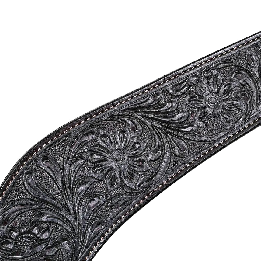 Black Hand-Tooled Leather Breastcollar