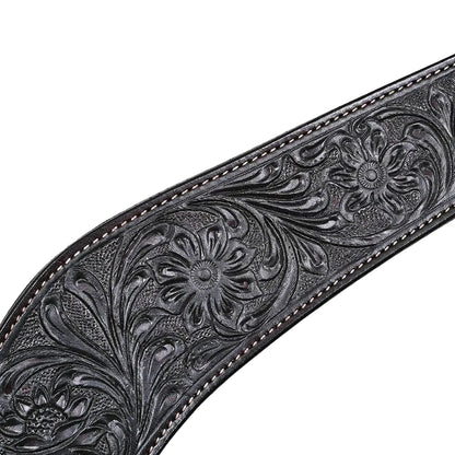 Black Hand-Tooled Leather Breastcollar