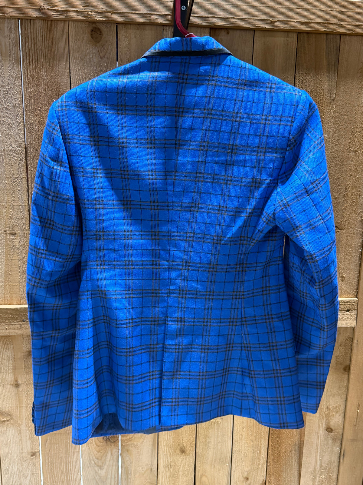 Brand New Custom Royal Blue & Black Plaid English Show Jacket • Ladies Small