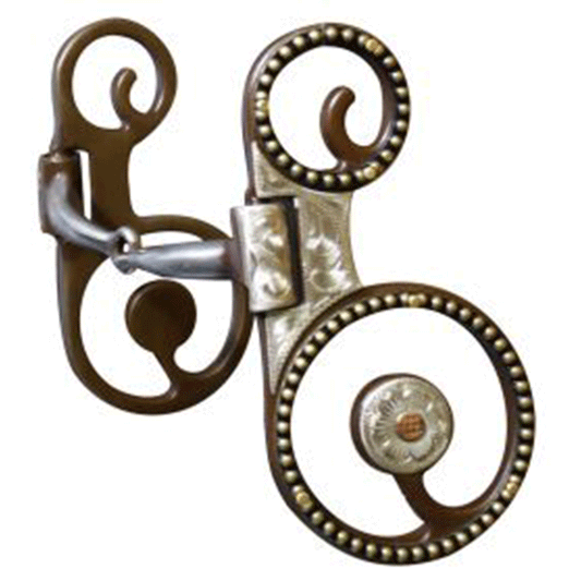 Antique Brown Snaffle Bit with Engraved Silver Overlay / 5" Mouth