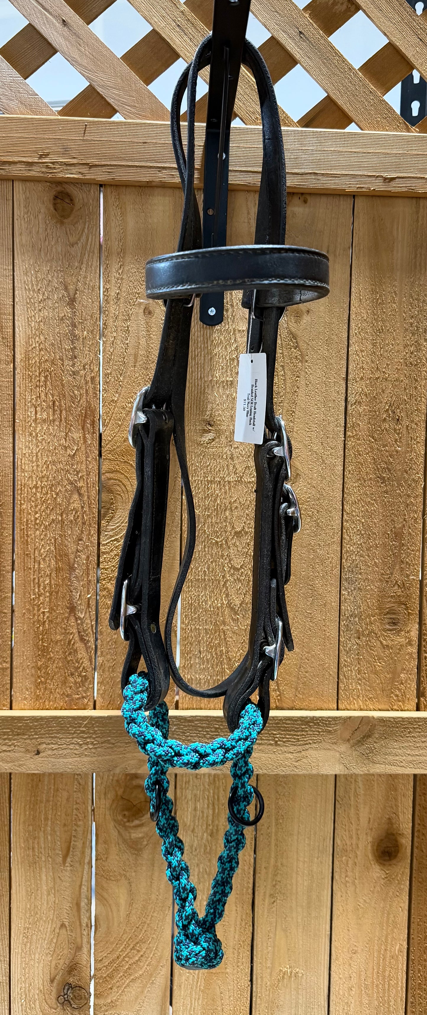 Used Black Leather Draft Horse Headstall with SCR Loping Hackamore