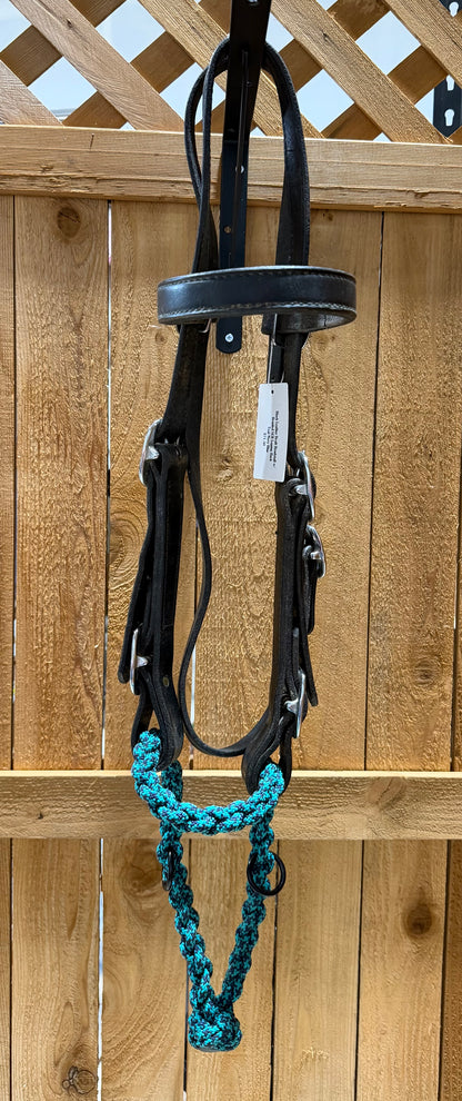 Used Black Leather Draft Horse Headstall with SCR Loping Hackamore